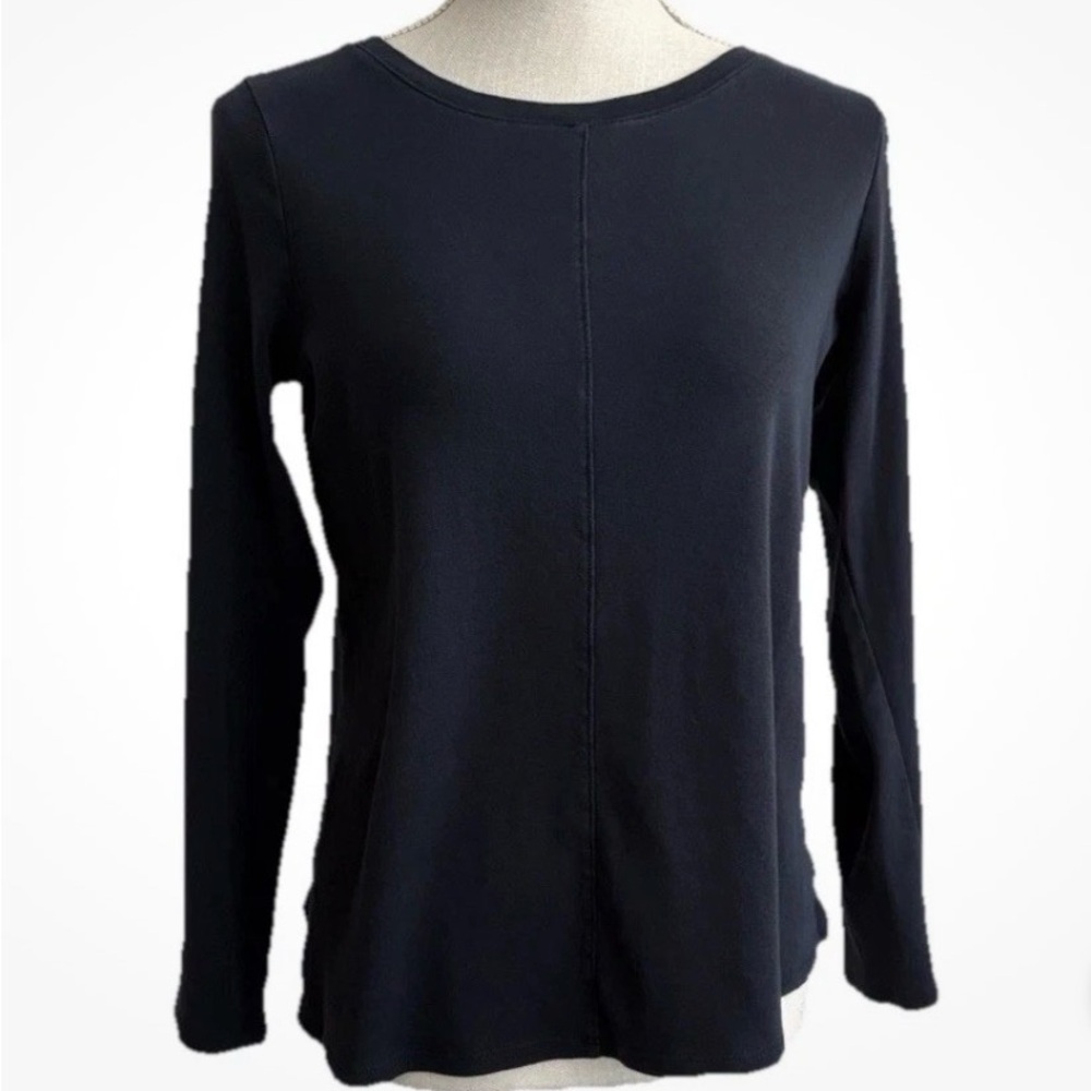 J. Jill Navy Long Sleeve Soft Pima Crew Neck Tee Size SP